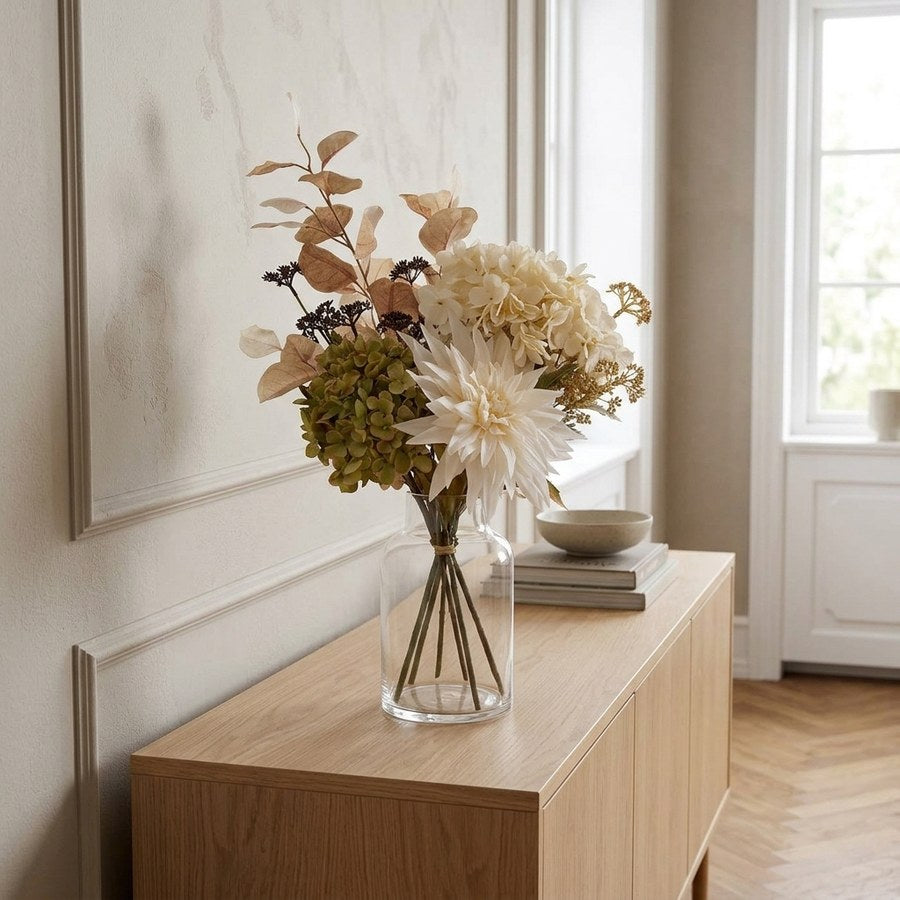 Hortensia Buket i Mix PE Plastik fra House Nordic | B25,5xL30,5xH67 cm