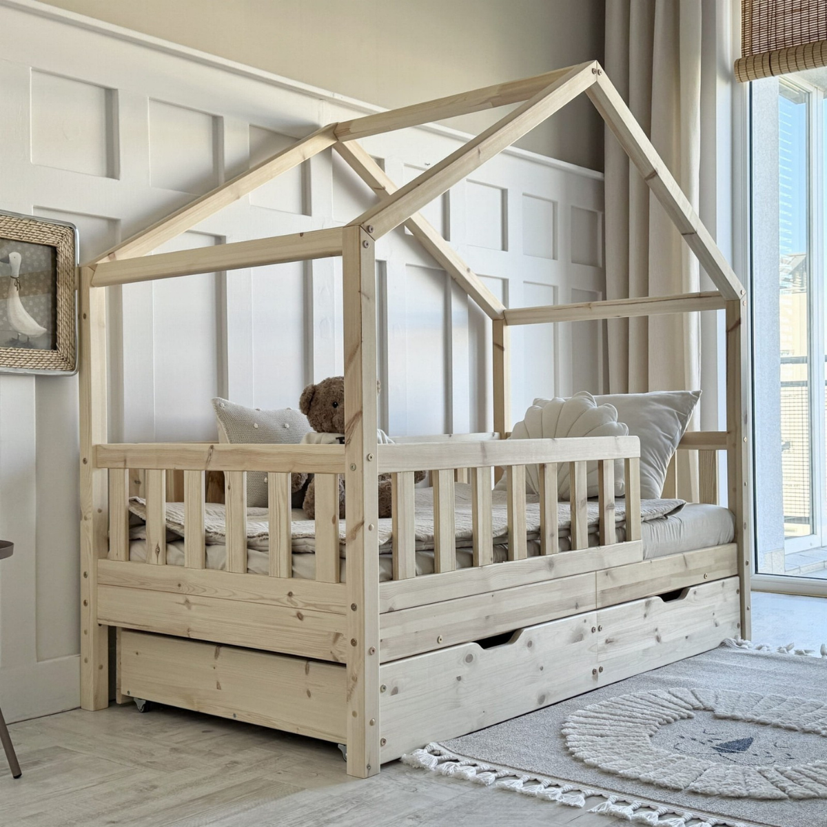 Husseng House Gabby Plus med Skuffe i Massivt Fyrretræ fra Raw Kids, billede 1 fra Unique Beds, Home & Living