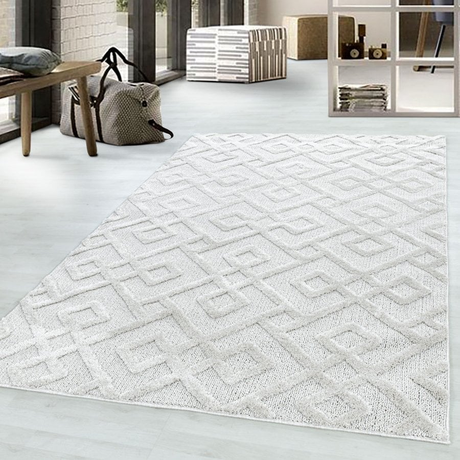 Jack Gulvtæppe i Cremefarvet med Kant fra Rugs by Uniquebeds, Home &amp; Living | Flere Størrelser i Firkantet &amp; Rund