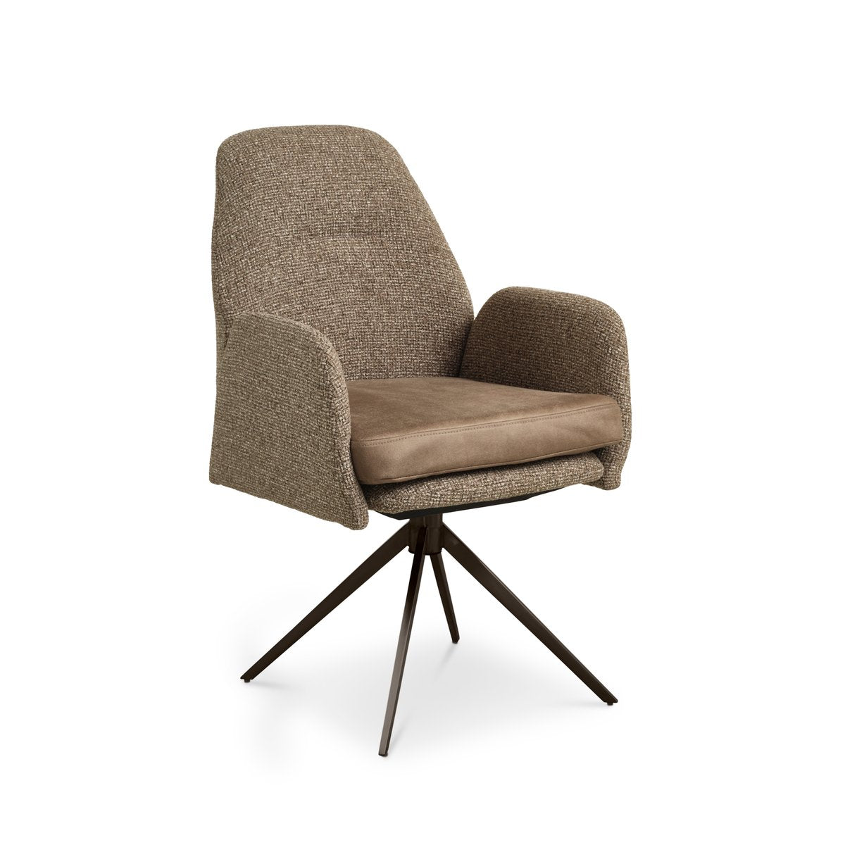 Verona taupe+Bull liver/anodic brown swivel base – Jasmine spisebordsstol – fra Unique Beds, Home & Living