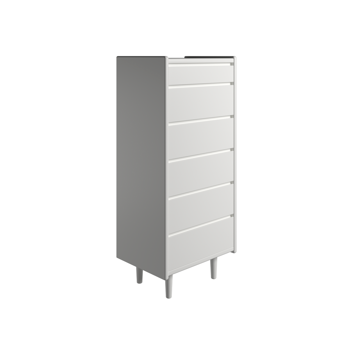 Kommode 66 med 6 skuffer i hvid med træben fra Kaagaard – 50 cm bred – produktbillede – fra Unique Beds, Home & Living