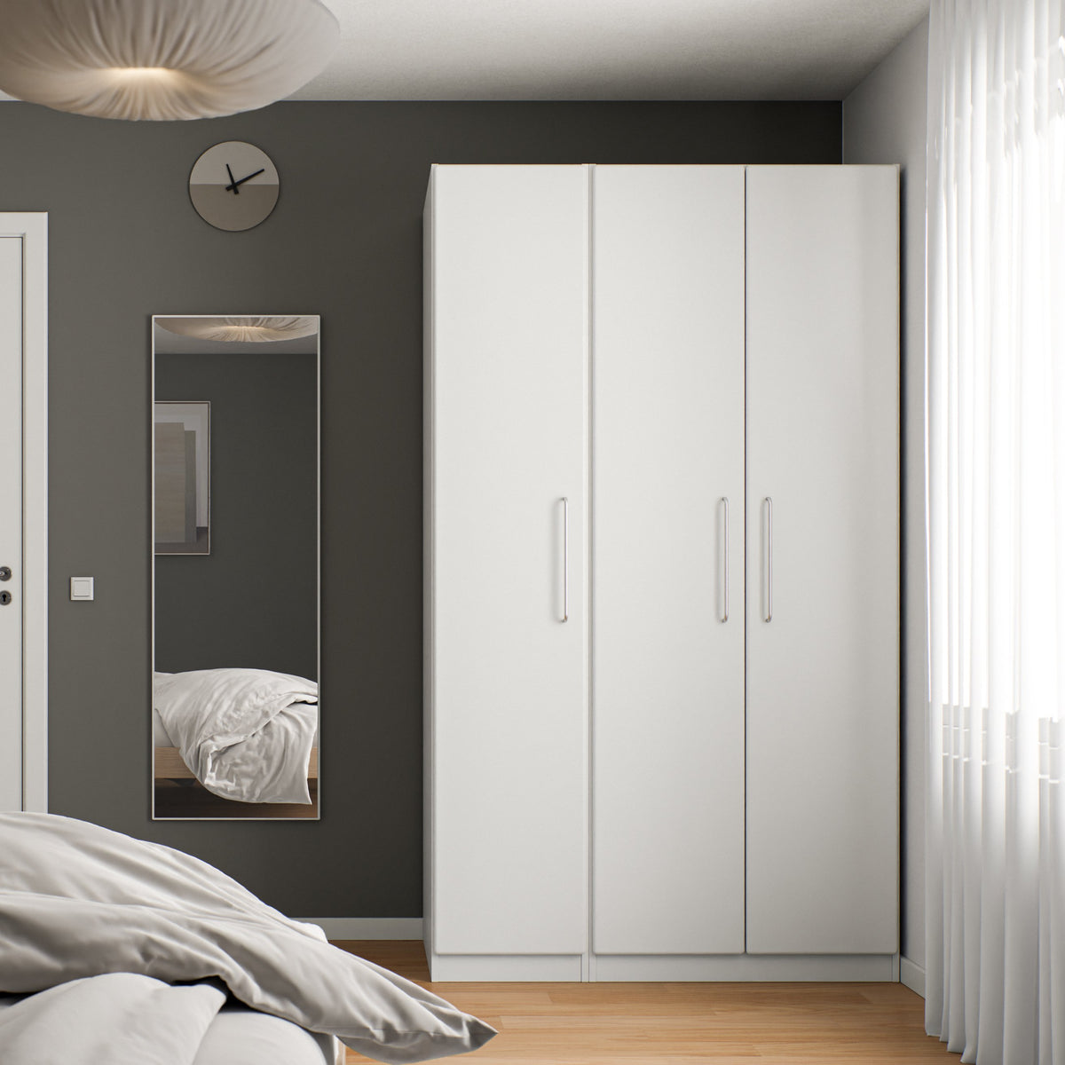 Tilbygningsskab 2040 monteret ved garderobeskab 2082 i hvid fra Kaagaard – soveværelse – fra Unique Beds, Home & Living