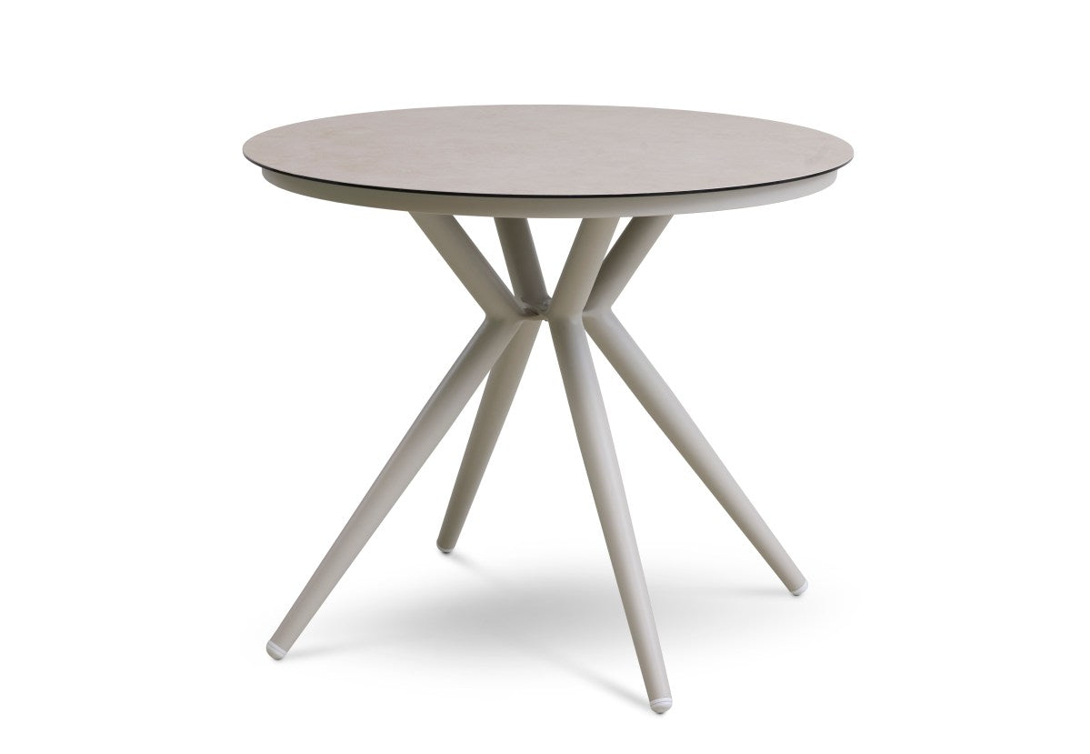 ø90cm / alu/temp. glass, sand/sand – Kalong havebord fra Unique Beds, Home & Living