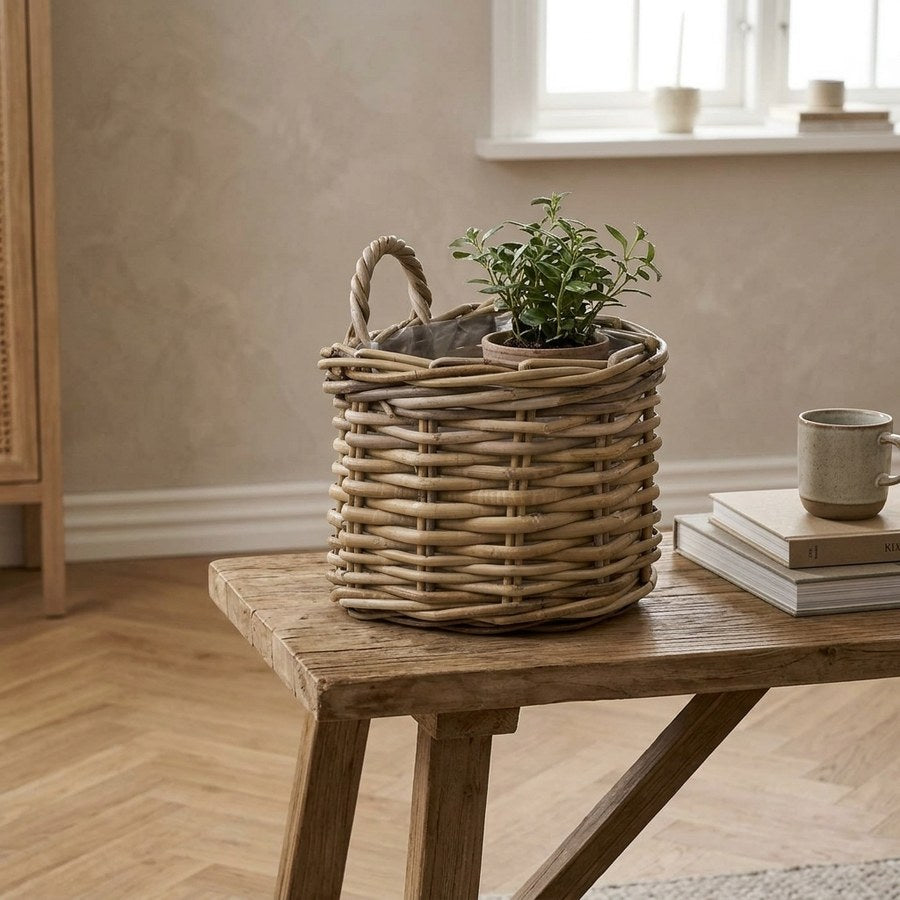 Keli Kurv i Natur Kubo Rattan fra House Nordic | L23xB23xH27 cm