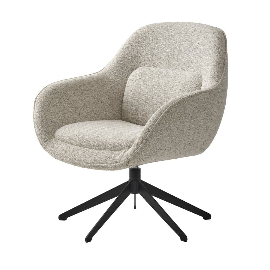 Lynn Spisebordsstol med Armlæn i Off White Melange Stof fra Unique Furniture | B74xH85xD77cm