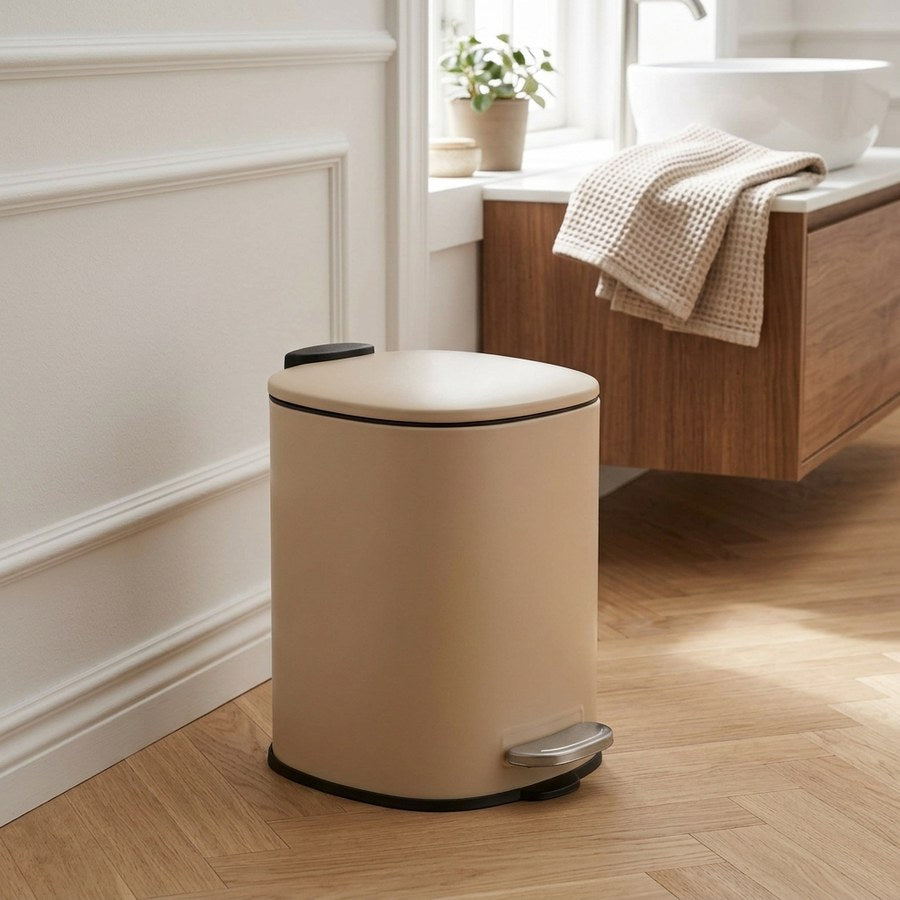 Lodi Pedalspand i Beige Metal med Soft Close fra House Nordic | B17xL21xH23 cm