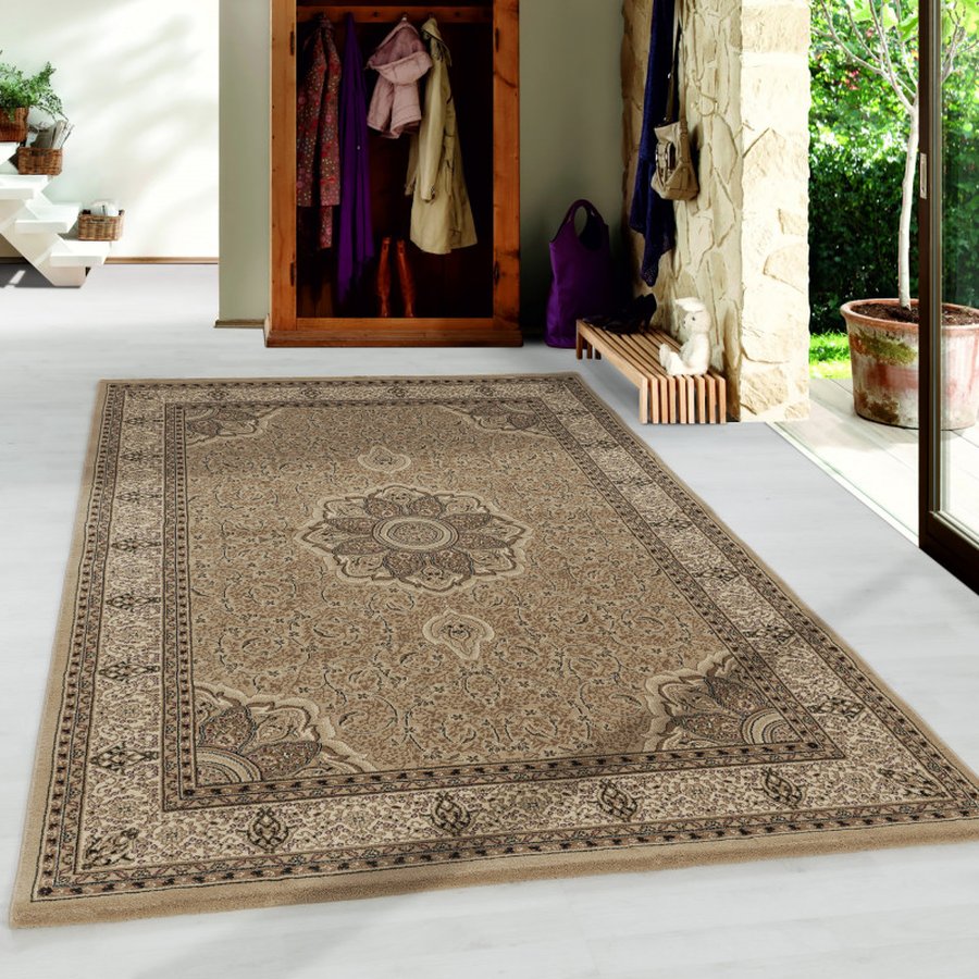 Logan Gulvtæppe i Beige med Kant fra Rugs by Uniquebeds Home &amp; Living | Flere Størrelser
