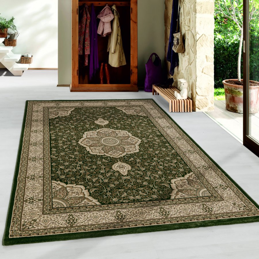 Logan Gulvtæppe i Grøn med Kant fra Rugs by Uniquebeds Home &amp; Living | Flere Størrelser