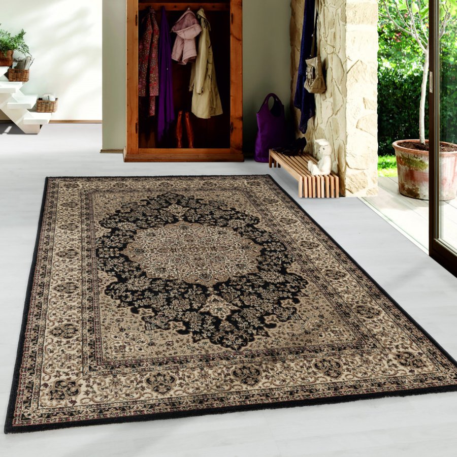 Logan Gulvtæppe i Sort med Kant fra Rugs by Uniquebeds Home &amp; Living | Flere Størrelser