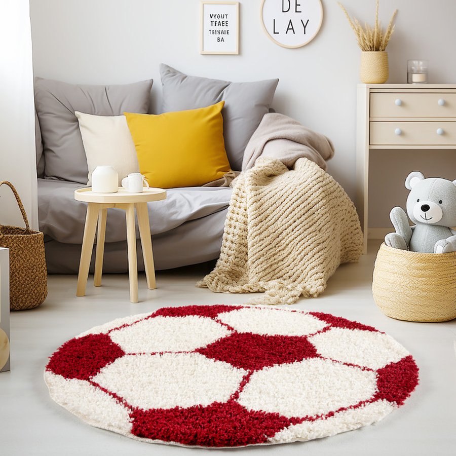 Lucas Gulvtæppe i Rød med Kant fra Rugs by Uniquebeds Home &amp; Living | Flere Størrelser i Rund