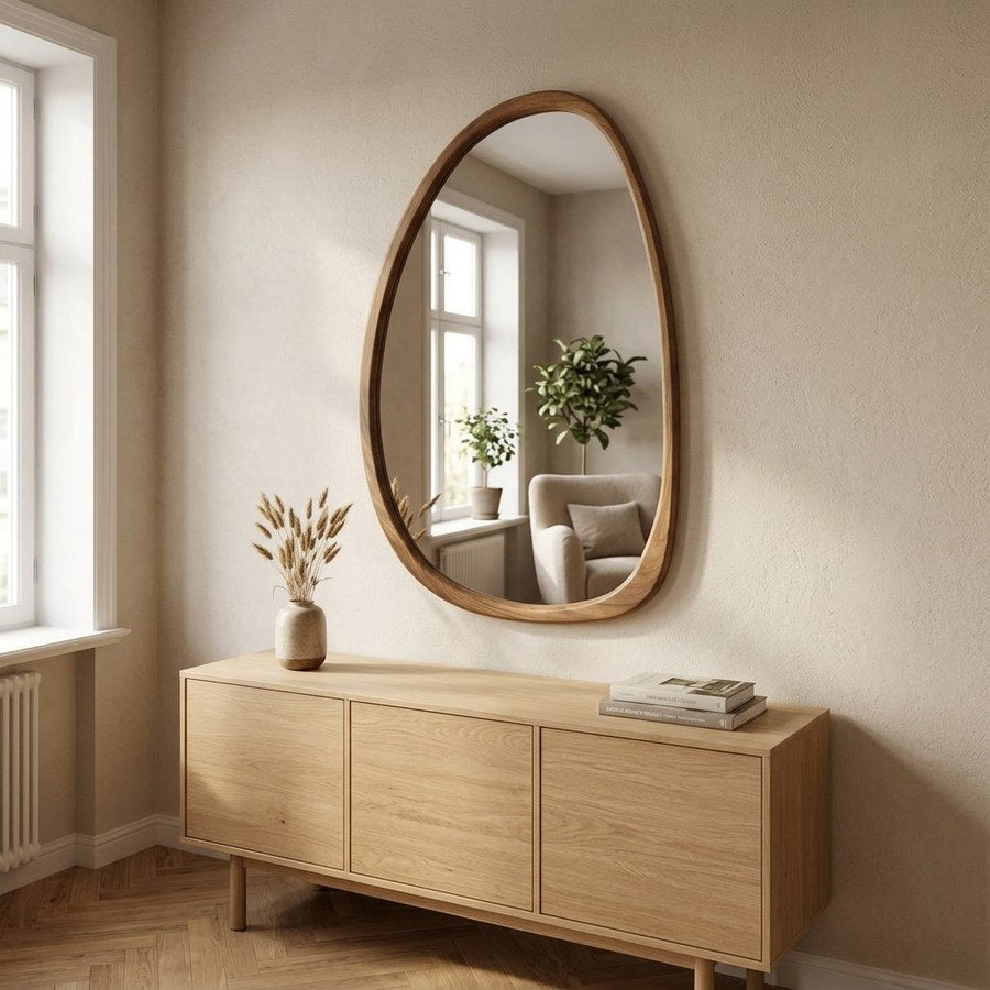 Luxon Spejl i Natur MDF med Organisk Form fra House Nordic | B38,5xL2xH64,5 cm