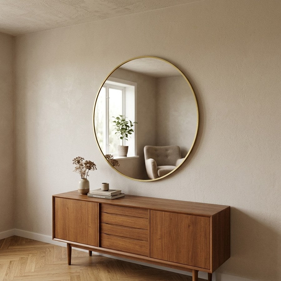 Madrid Spejl i Messing Aluminium & Glas fra House Nordic | Ø80 cm