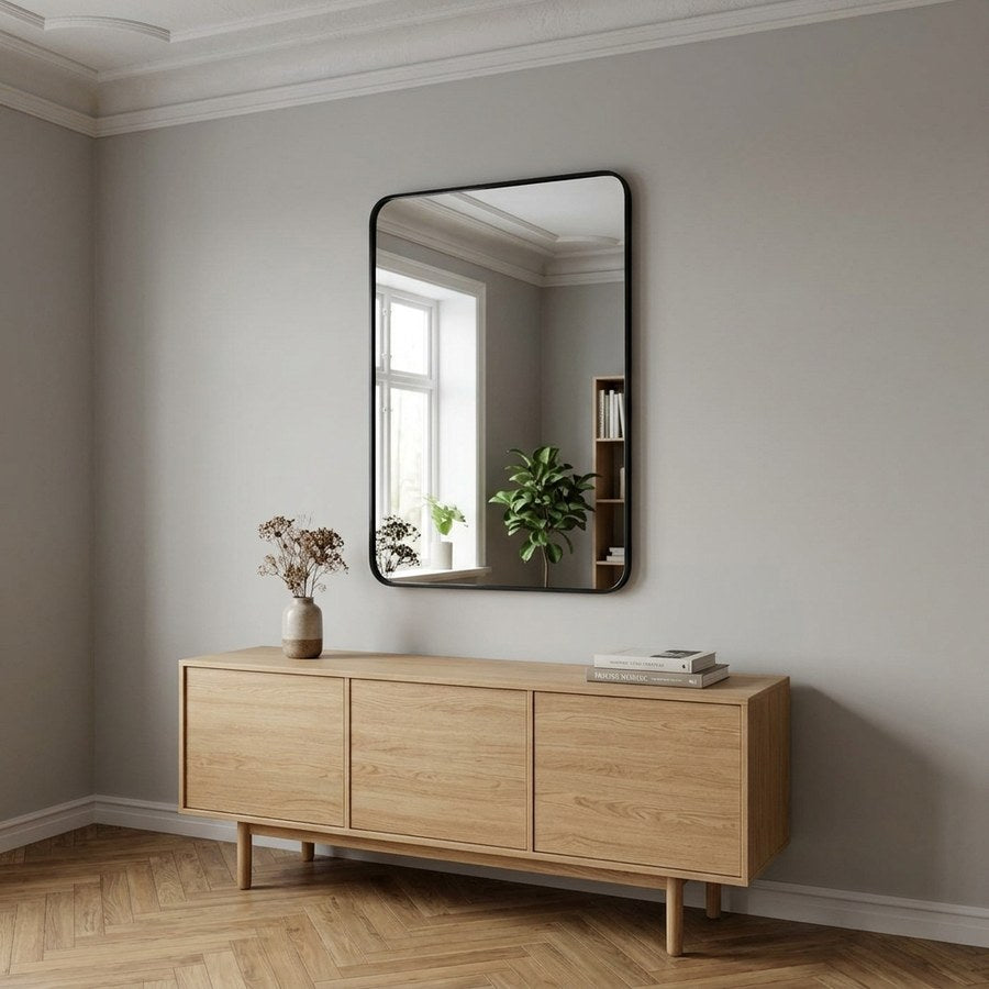 Madrid Spejl i Sort Aluminium & Glas fra House Nordic | B50xL3xH70 cm