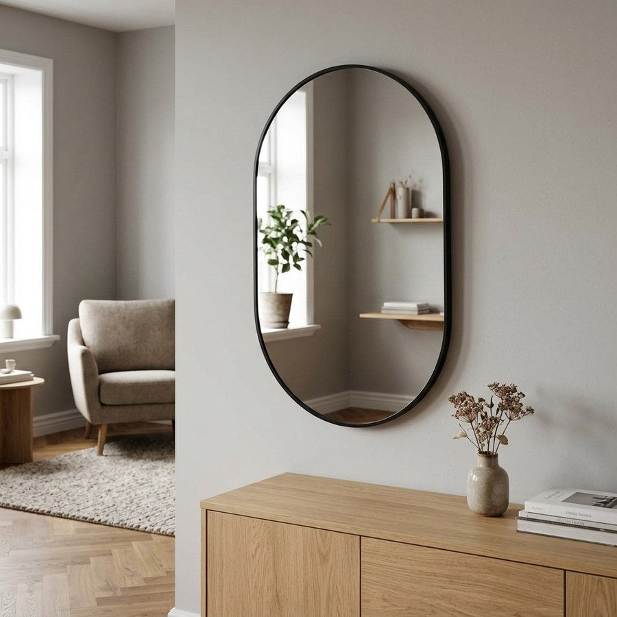 Madrid Spejl i Sort Aluminium & Glas fra House Nordic | B50xL3xH80 cm
