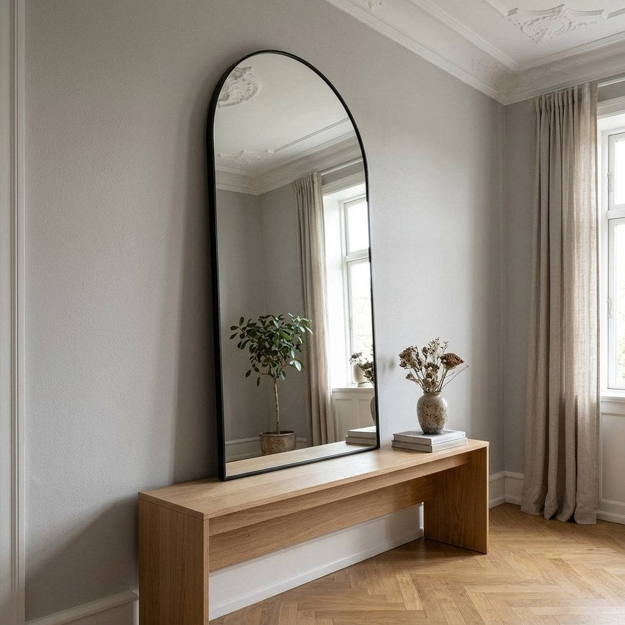 Madrid Spejl i Sort Aluminium & Glas fra House Nordic | B90xL2,8xH180 cm