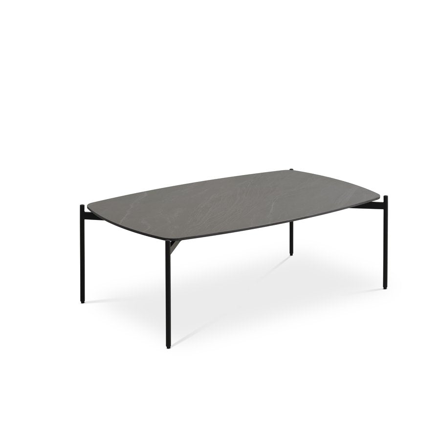 Malta Sofabord med Keramisk Bordplade & Sort Metalstel fra Lexpo Living | 120x70x42/50 cm | Hvid/Grå(anthracite)