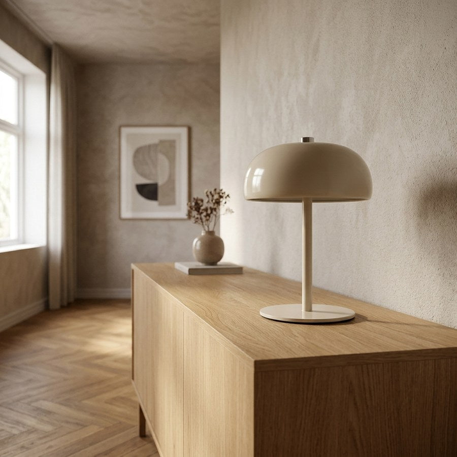 Margate Bordlampe i Beige Metal fra House Nordic | Ø13xH18 cm