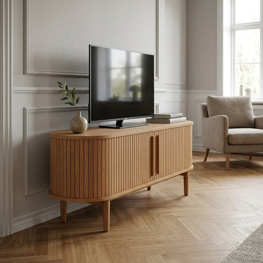 Meta TV-Bord i Natur Egetræ fra Unique Furniture | B140xD40xH56 cm