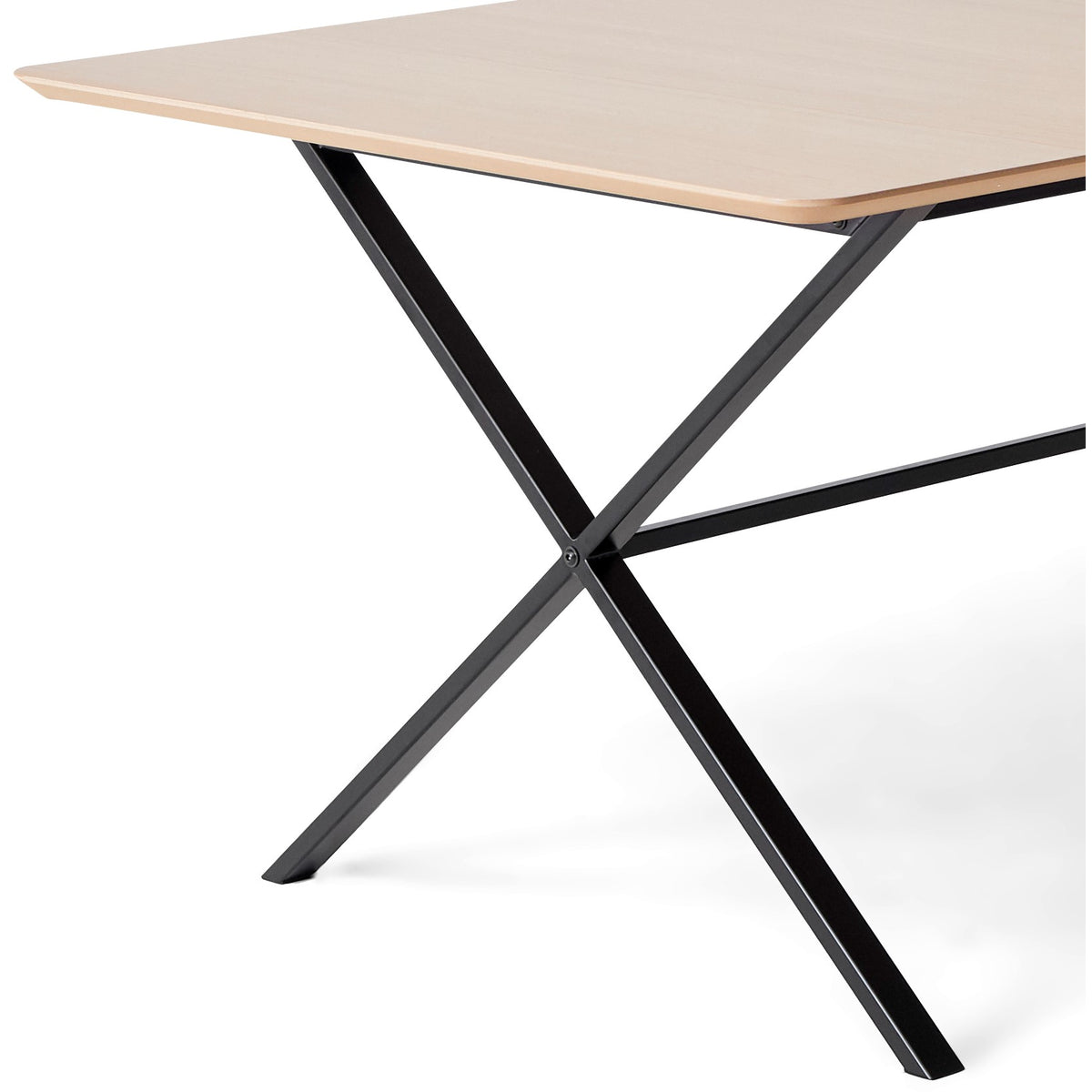 Hvidpigmenteret eg, mat lak / Cross-understel – Meza Rounded Spisebord med Udtræk og Valgfrit Understel fra Dining by Hammel – fra Unique Beds, Home & Living