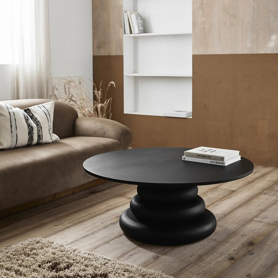 YALU Sofabord i Sort MDF fra Nordal | Ø110x45 cm