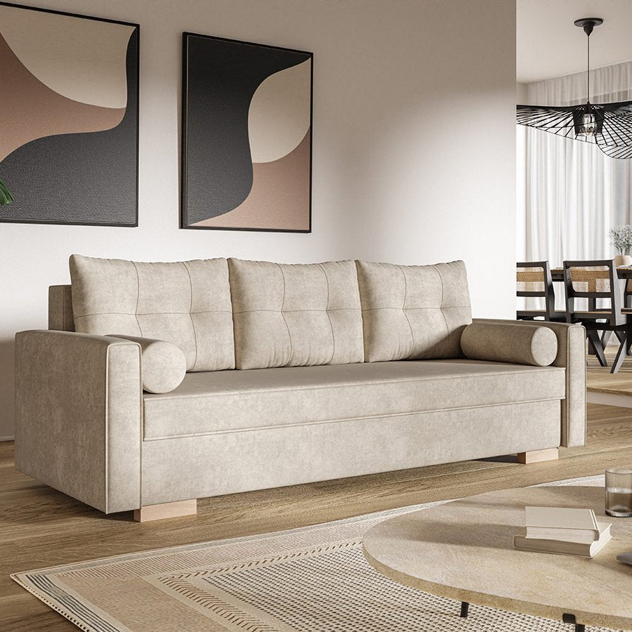 Komfort Model 2 Polstret 3-Personers Sofa Med Sovefunktion og Opbevaring – fra Unique Beds, Home & Living