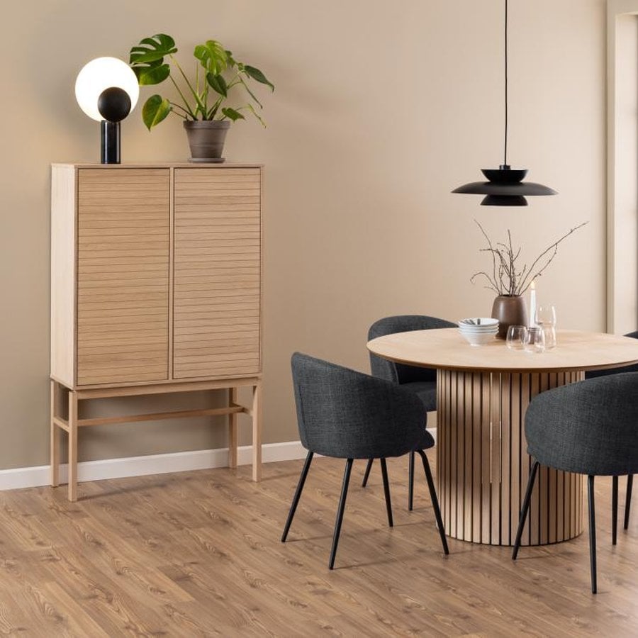 Linley Skab Hvidpigmenteret Egetræ Lamelfront Skub