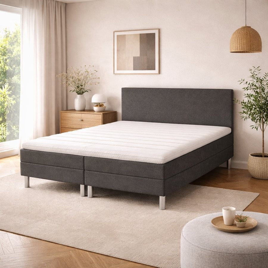 Classic Diamant 38cm Kontinental Seng med 5 zoners Pocketfjedre & 4cm Naturlatex Topmadras fra Nature | 3 Farver + 3 Fastheder – fra Unique Beds, Home & Living
