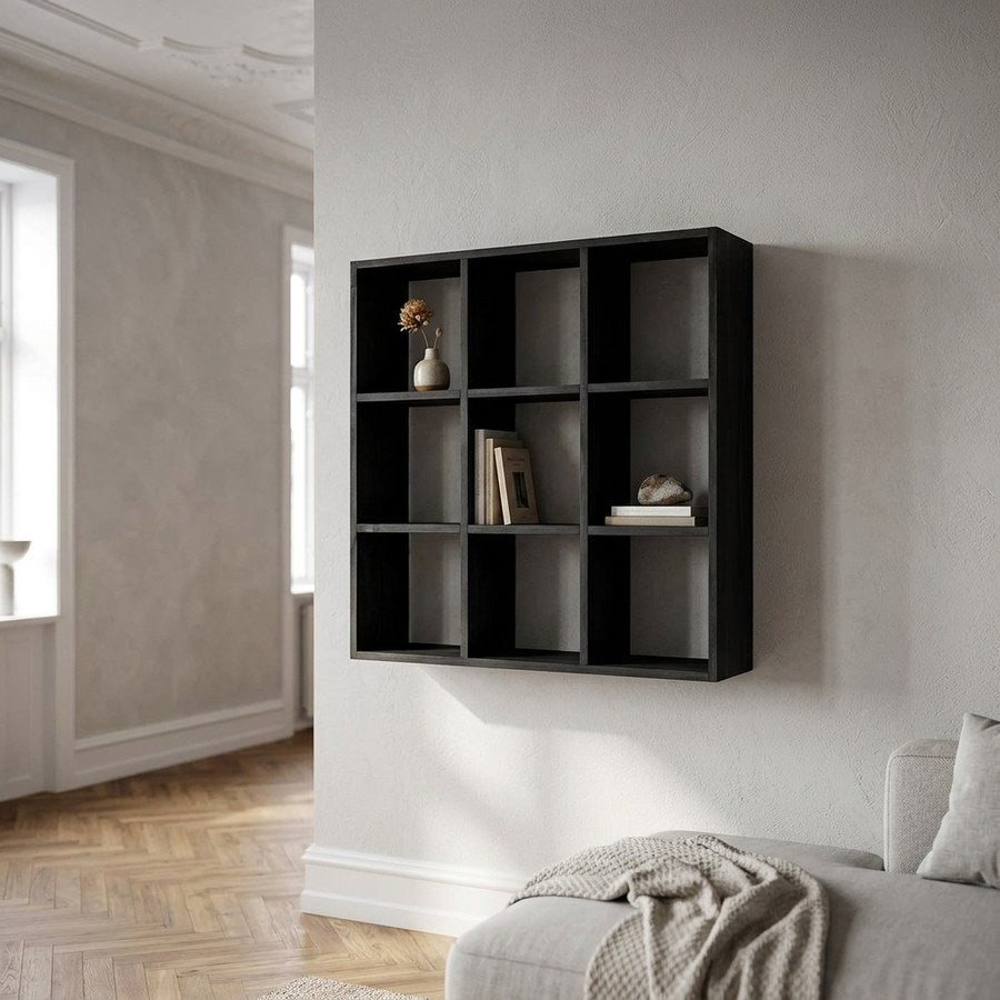 Moss Væghylde i Sort Fyrretræ fra House Nordic | B46xD10xH46 cm
