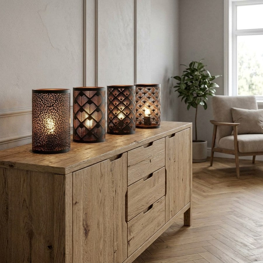 Nata Lanterne LED Display i Sort/Kobber Stål & PVC fra House Nordic | B53xL40xH115 cm
