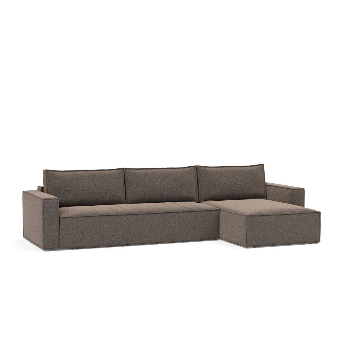 530 Bouclé Taupe – Newilla Sovesofa med Chaiselong – som sofa fra Unique Beds, Home & Living