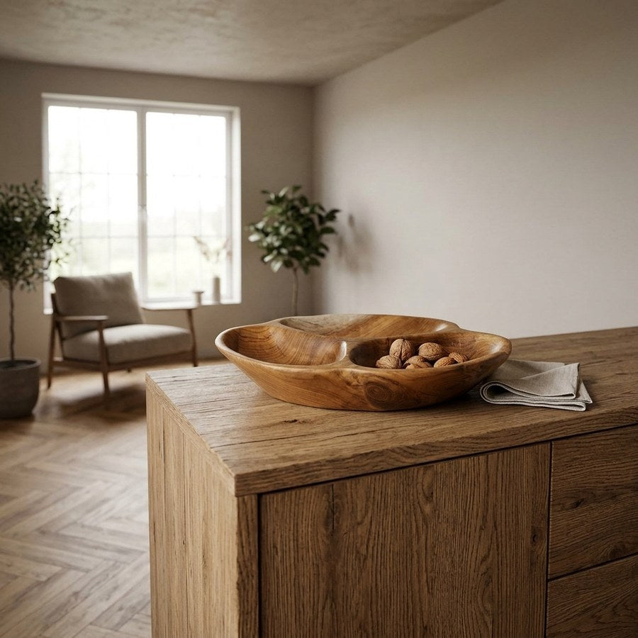 Nola Skål i Natur Teaktræ fra House Nordic | Ø30xH5 cm