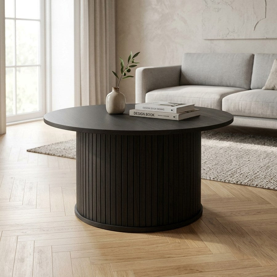 Nola Sofabord i Sort Egetræ fra Unique Furniture | Ø90xH45 cm