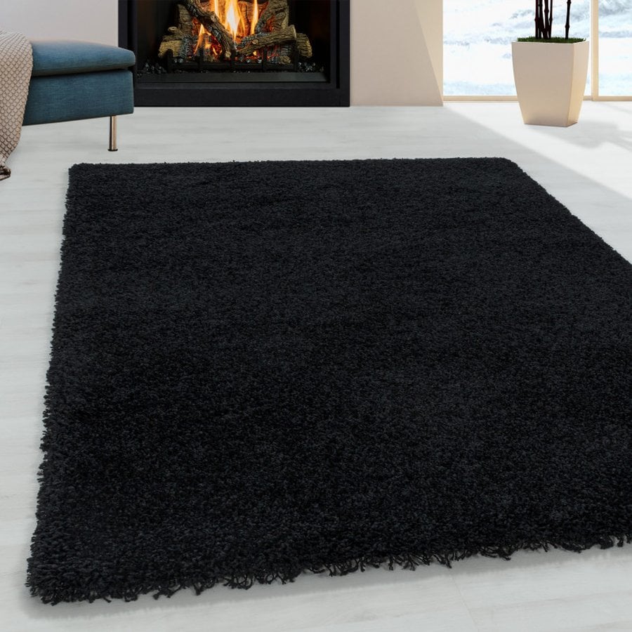 Oliver Gulvtæppe i Sort med Kant fra Rugs by Uniquebeds, Home &amp; Living | Flere Størrelser i Firkantet &amp; Rund