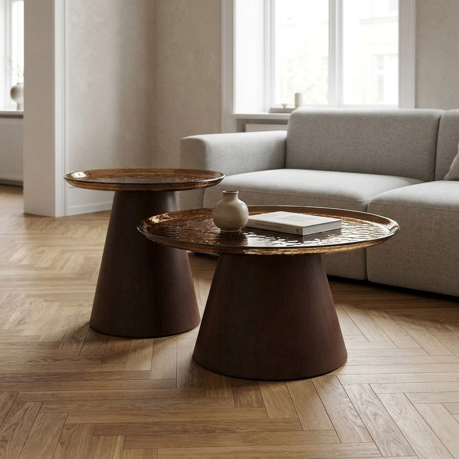 Orvieto Sofabordssæt i Mørkebrun Ask & Glas fra House Nordic | 2 Borde