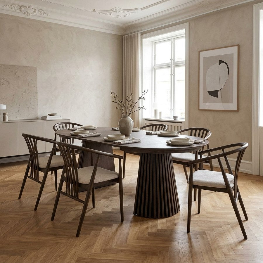 Osaka Spisebordssæt med Agustin Spisebordsstole i Natur/Smoked Egetræ fra House Nordic | 6 Stole & 1 Bord