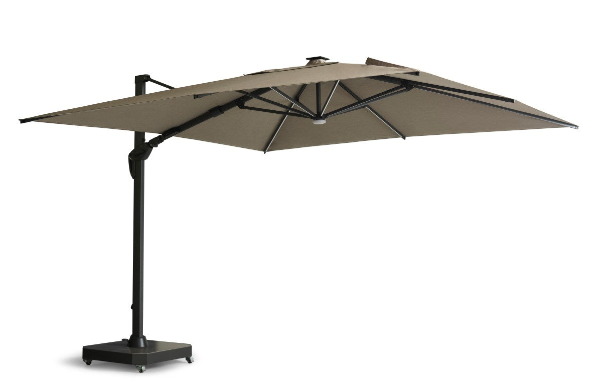 3,5x3,5 m / Olefin fabric, beige/anthracite alu – Palma parasol fra Unique Beds, Home & Living