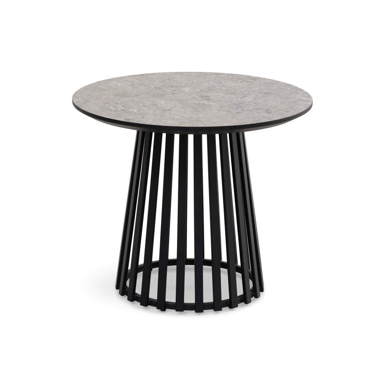 Ø60 cm / HPL terrazzo beige/cone base, black metal – Samos sofabord – fra Unique Beds, Home & Living
