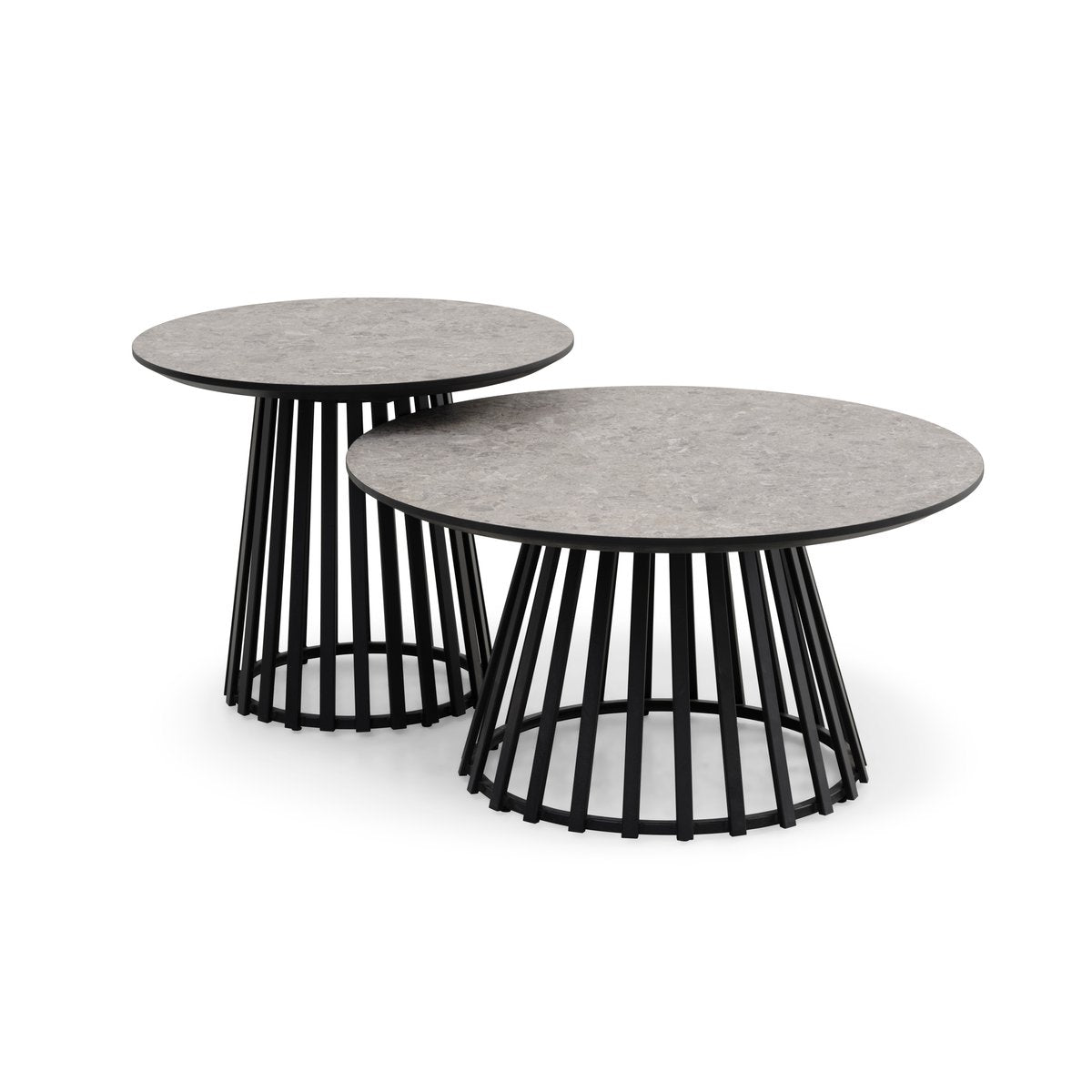 HPL terrazzo beige/cone base, black metal / set of 2 – Samos sofabordssæt – fra Unique Beds, Home & Living