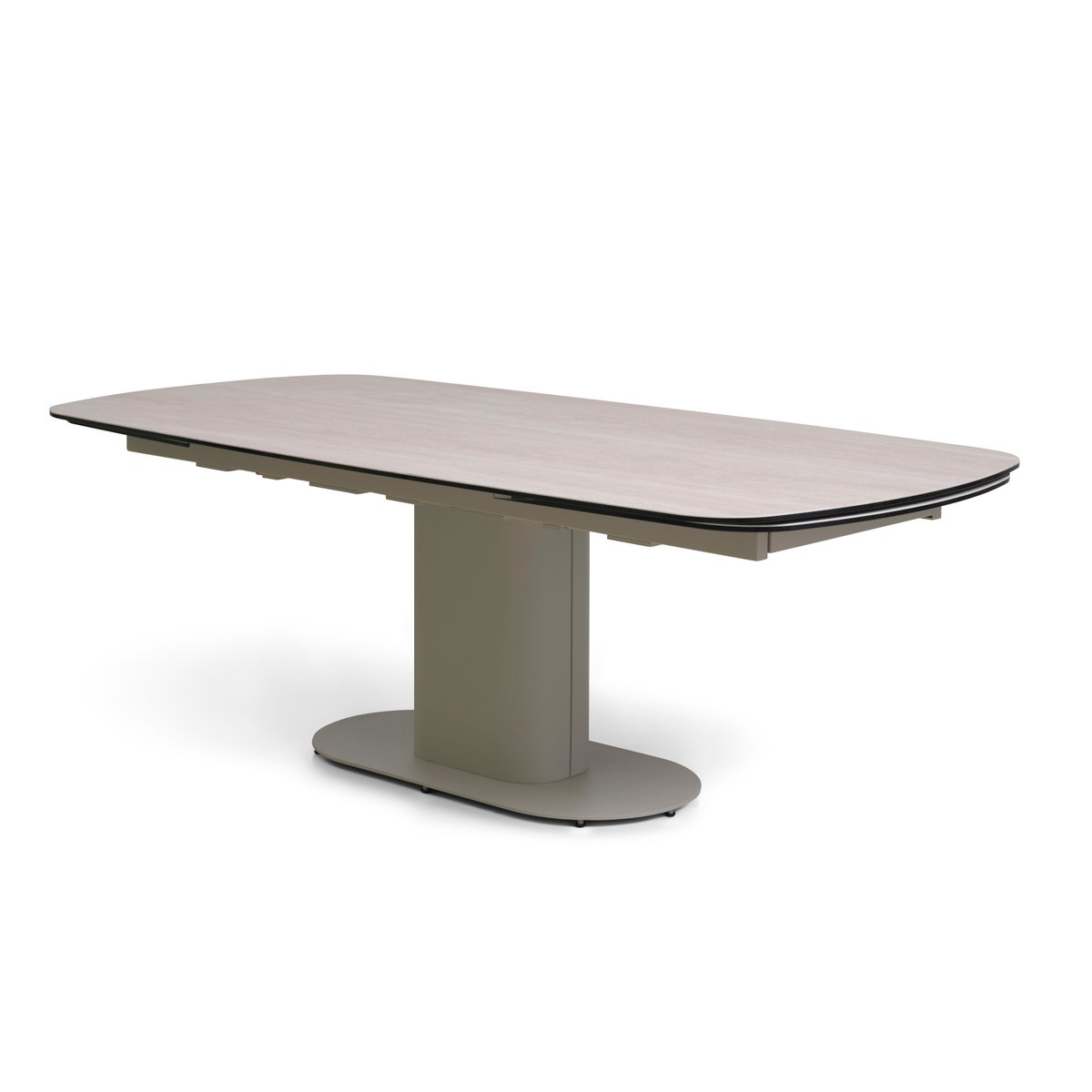 220(320)x108 cm / travertin ceramic/beige metal – Santee spisebord – fra Unique Beds, Home & Living
