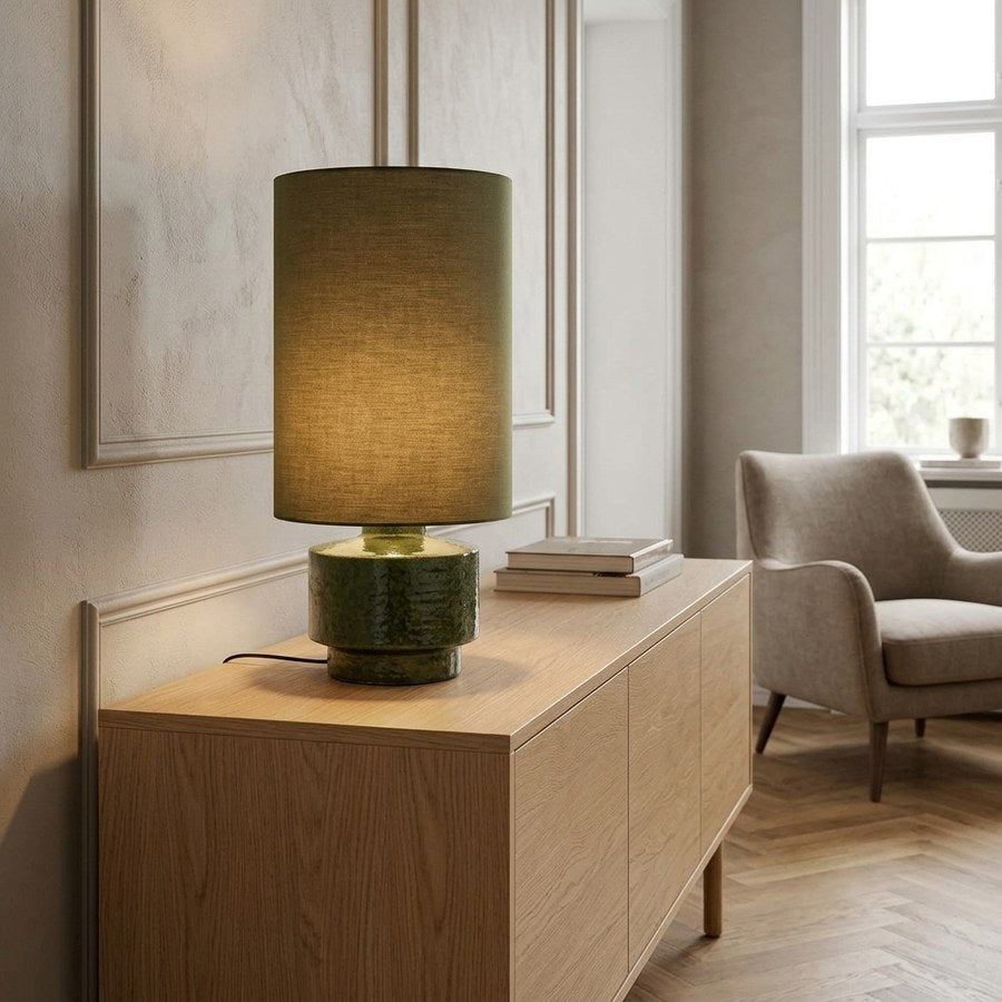 Sibsey Bordlampe i Grøn Stentøj fra House Nordic | Ø30xH60 cm