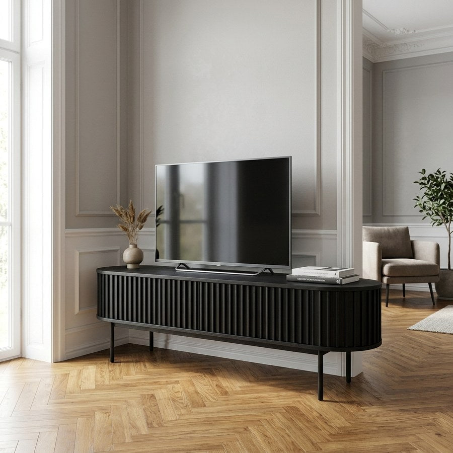 Siena TV-bord i Sort Egetræ & Ben i Sort Metal fra Unique Furniture | B160xD45xH48 cm