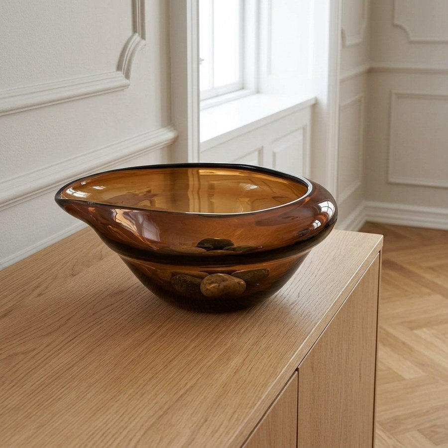 Skål i Smoked Brun Glas fra House Nordic | B29xL26xH11 cm