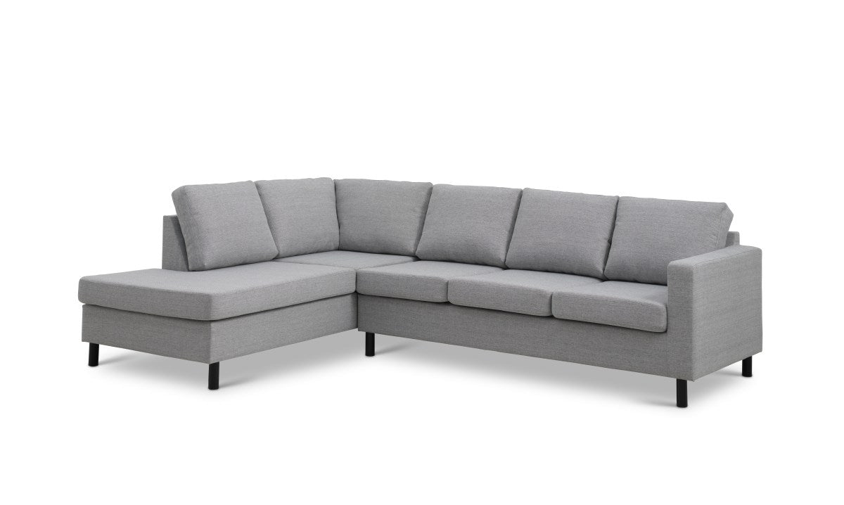 Omega fabric, light granite/black – Stavanger sæt 2 hjørnesofa fra Unique Beds, Home & Living