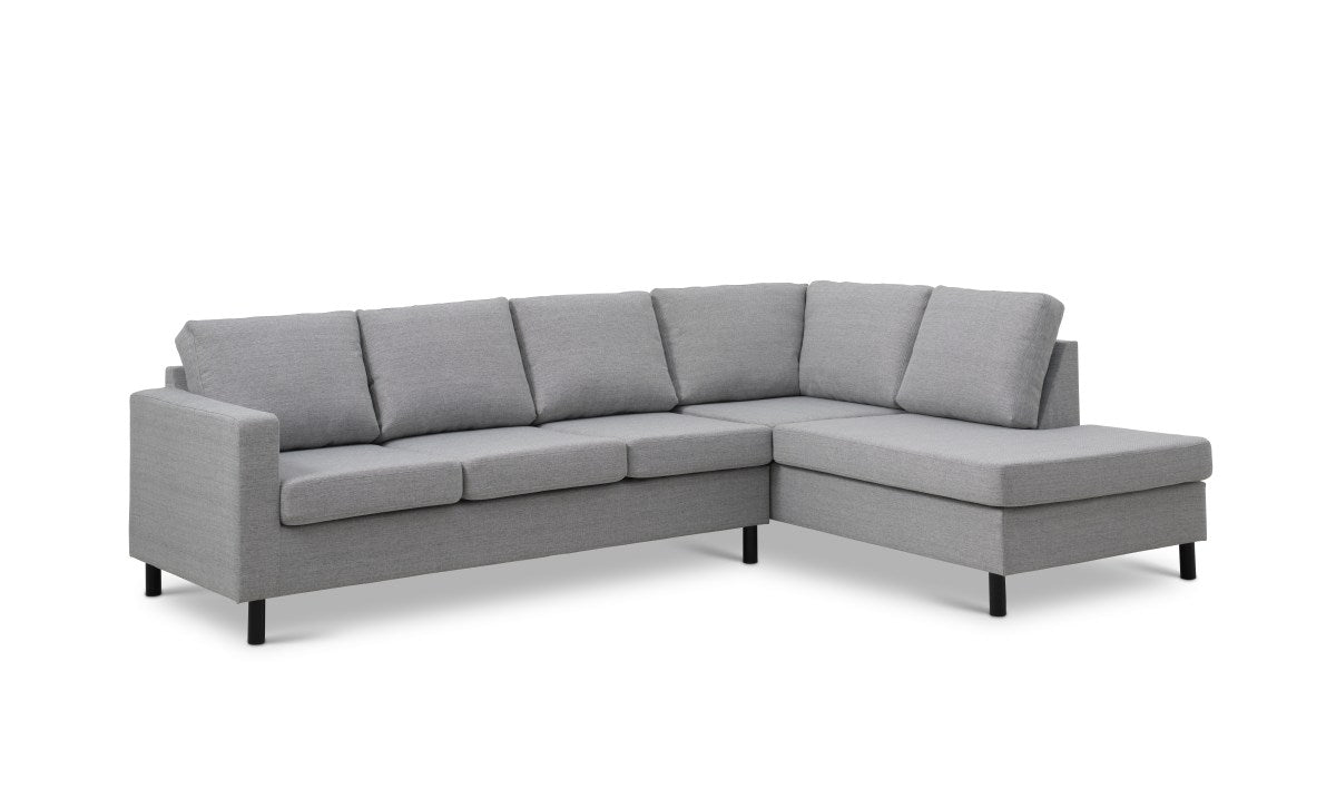 Omega fabric, light granite/black – Stavanger sæt 3 hjørnesofa fra Unique Beds, Home & Living