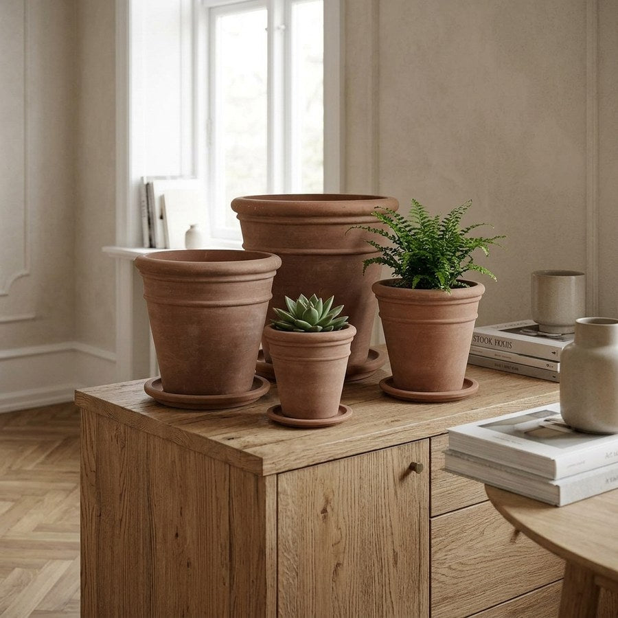 Stockport Krukkesæt i Brun Terracotta fra House Nordic | 4 Krukker