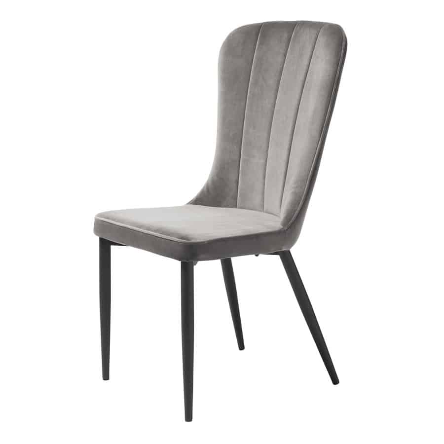 Hudson Spisebordsstol i Grå Velvetstof med Sort Stål Stel fra Unique Furniture | B52xH99xD61cm
