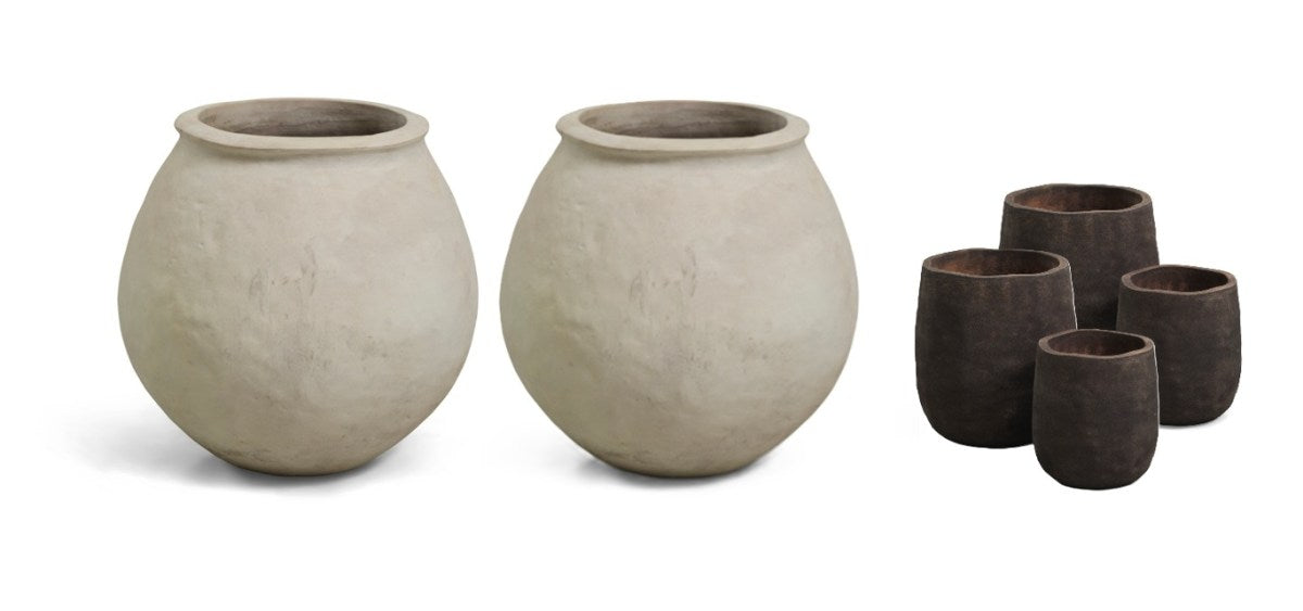 beige (set of 2) + Daisy pots Ø20/Ø28 cm, brown (set of 2x2) – Tulip og Daisy krukker fra Unique Beds, Home & Living