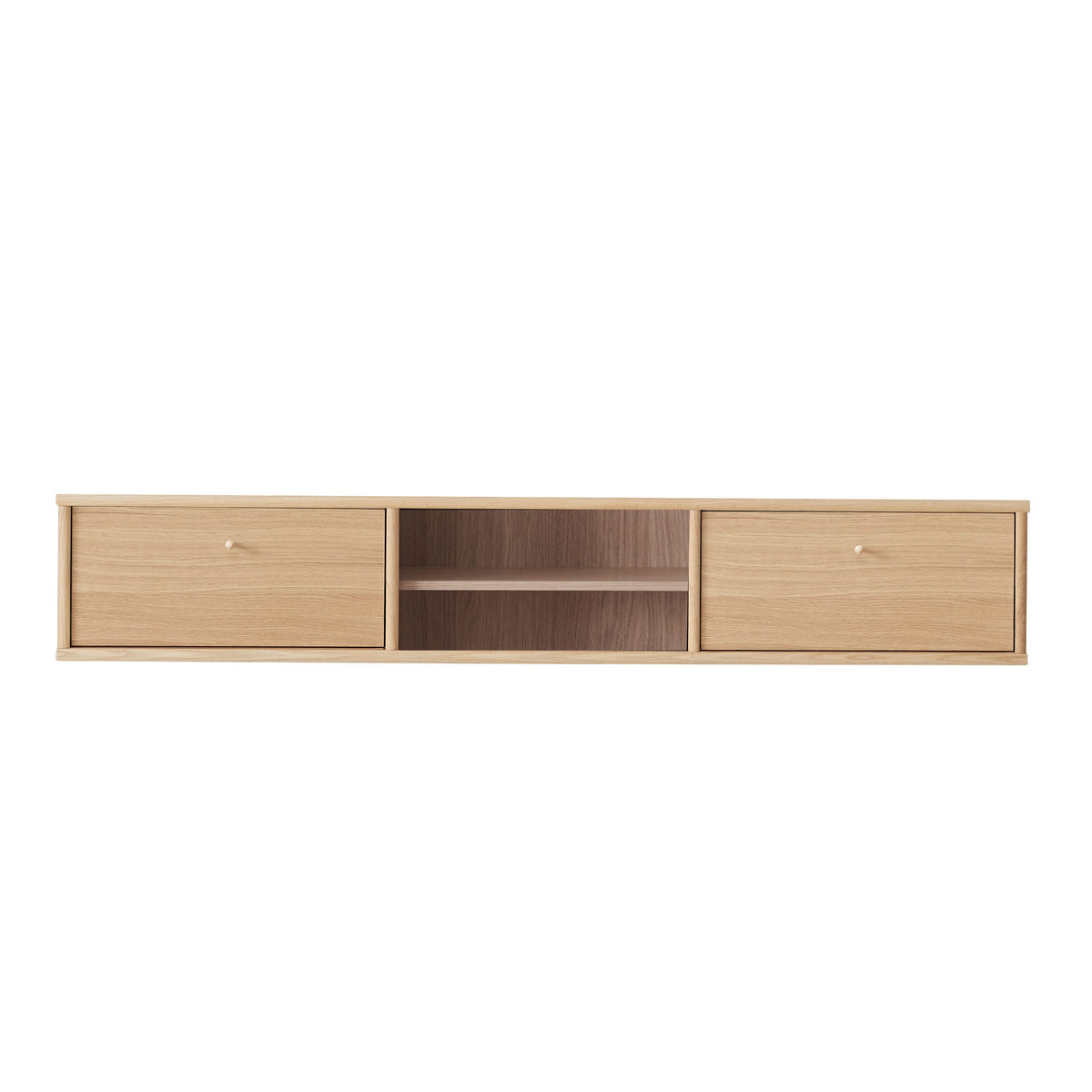Hvidpigm. eg – TV-bord med 2 Klaplåger og Hylde inkl. Trægreb fra Mistral by Hammel – fra Unique Beds, Home & Living