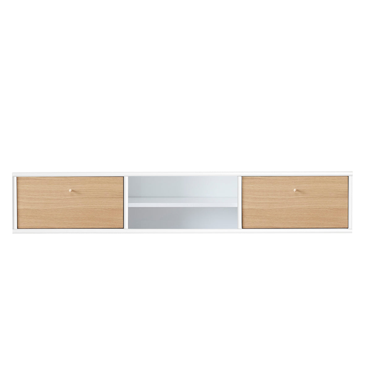 Snehvid/Hvidpigm. eg – TV-bord med 2 Klapper og Hylde inkl. Trægreb fra Mistral by Hammel – fra Unique Beds, Home & Living