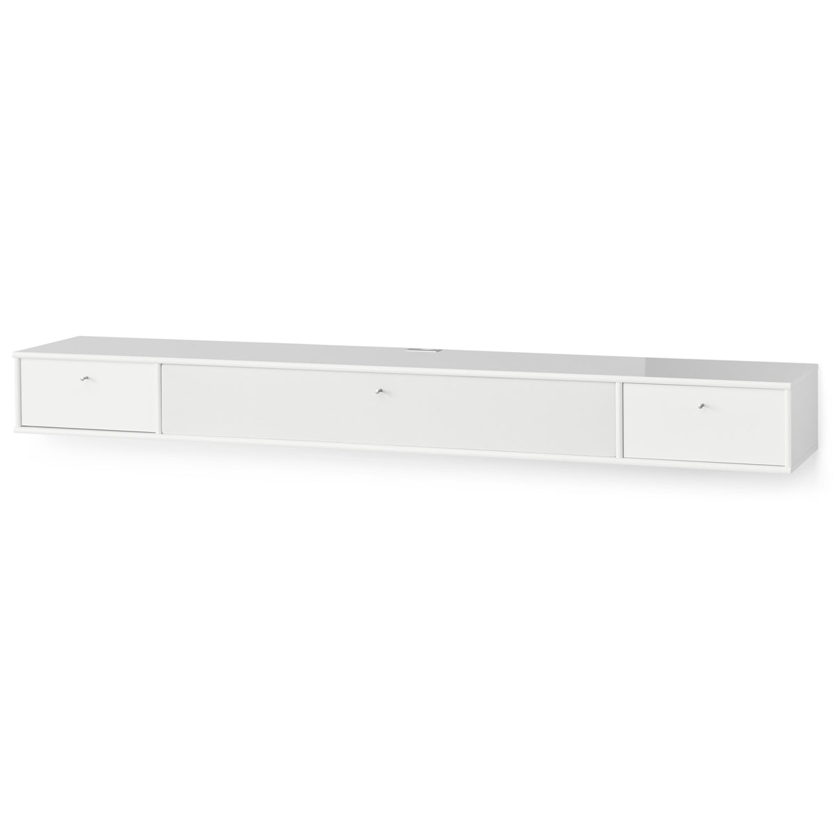 Snehvid / Hvid stof – TV-bord til Soundbar med Stofklap og 2 Skuffer fra Mistral by Hammel – fra Unique Beds, Home & Living